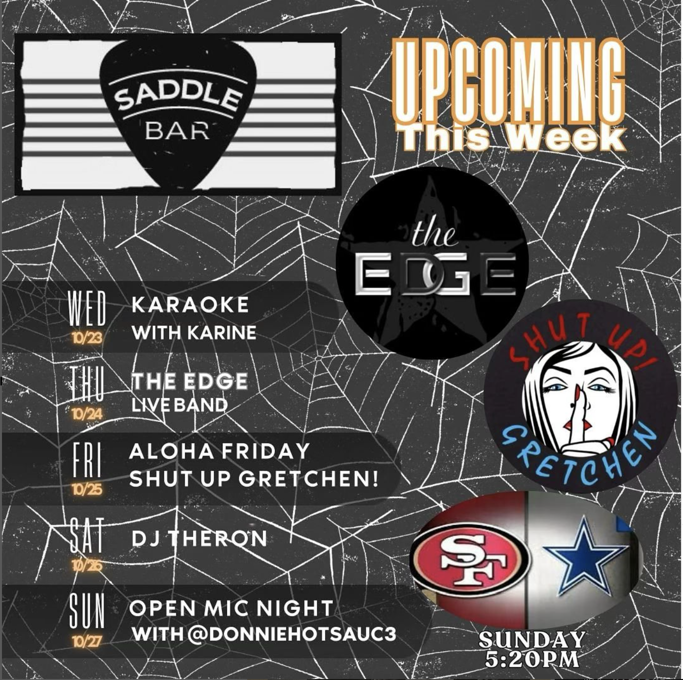 Events this week at The Saddle Bar!